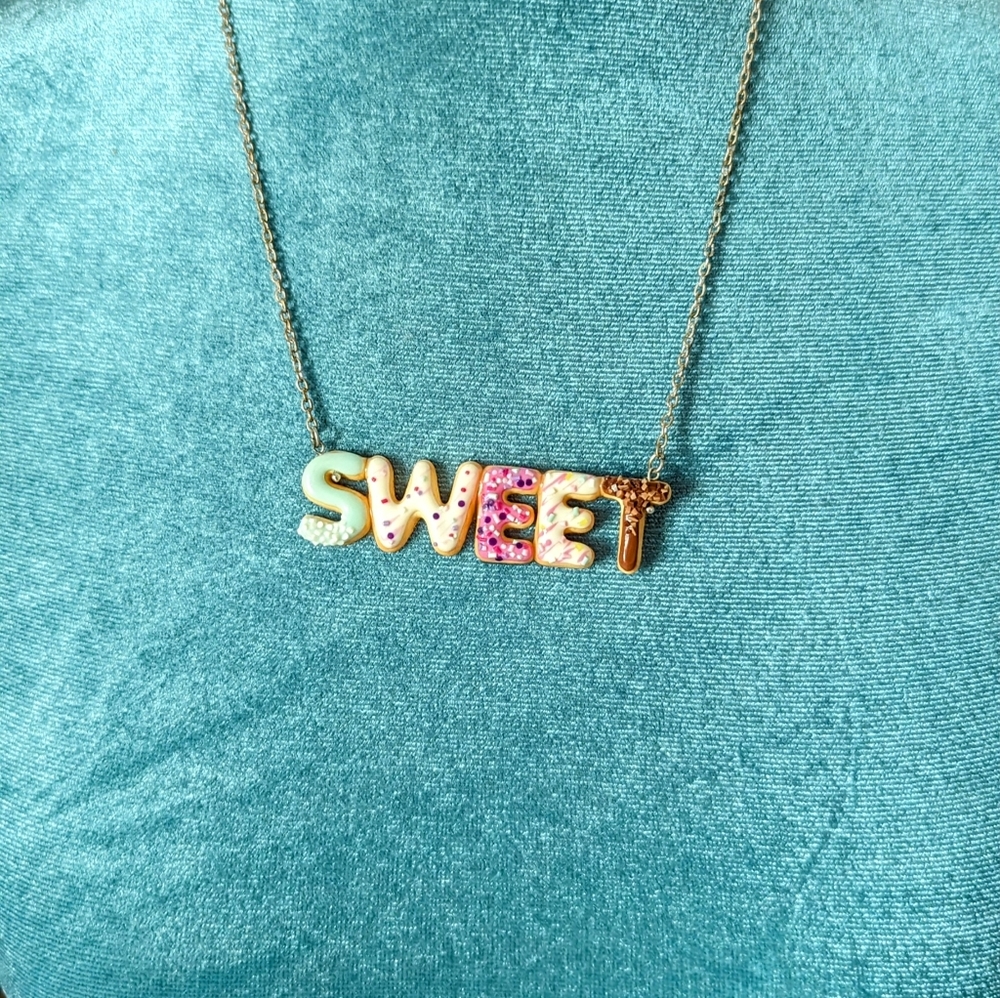 Sweet Donut Necklaces / Pink Mint Chocolate Donuts / Fun Jewelry / Food Jewelry